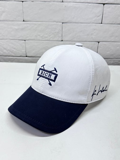 Бейсболка, хлопок, цвет белый/синий 077-5-3ЗPL