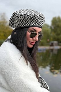 Берет, ткань, цвет черный/белый