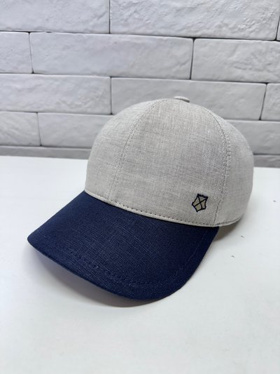 Бейсболка logo, лен, цвет бежевый/синий 2073-3-16