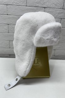 Ушанка, мех искусственный ( кролик ), цвет белый