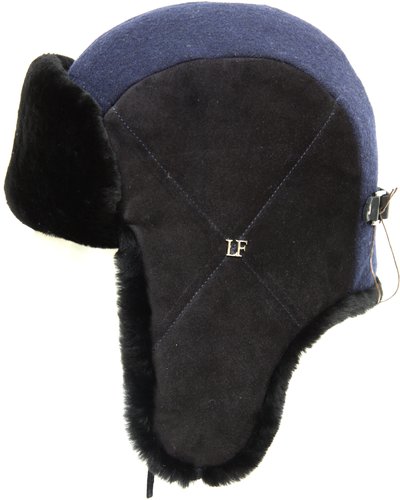 Ушанка LF HatX, овчина, замша, драп, цвет синий 2761-35