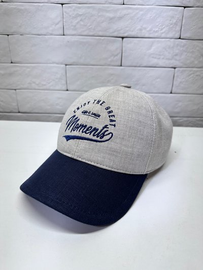 Бейсболка Moments, лен, цвет бежевый/синий 2073-3-16M