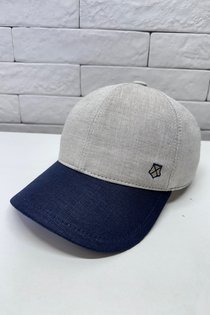 Бейсболка logo, лен, цвет бежевый/синий